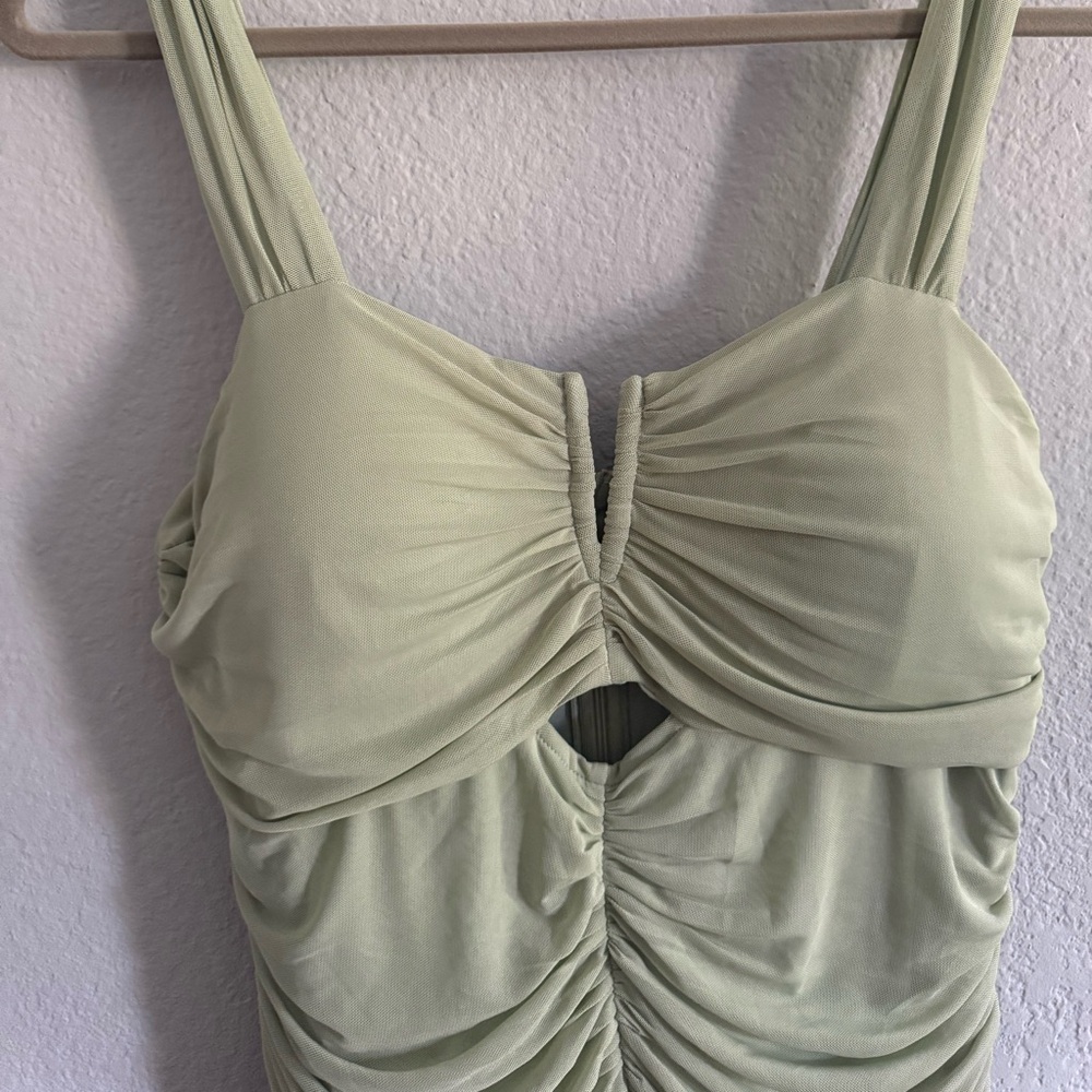 Sage Ruched Mesh Maxi Dress XL NWT – Cutout & Mermaid Hem - Picture 4 of 7